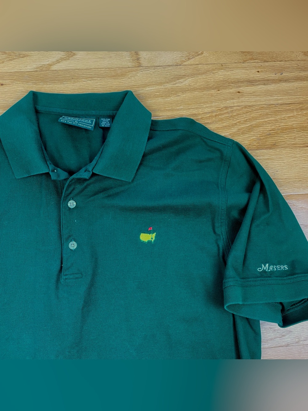 Vintage Masters Golf Shirt Green Augusta National 60s Two Ply Mercerized XL